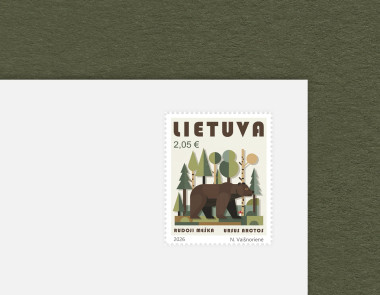 Pašto ženklas Lietuvos raudonoji knyga. Rudoji meška